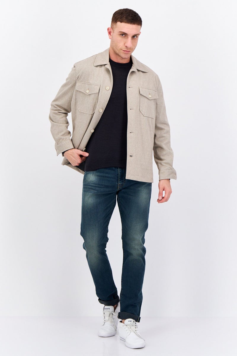 Sorbino Men Textured Jacket Shirt, Beige - Image 4