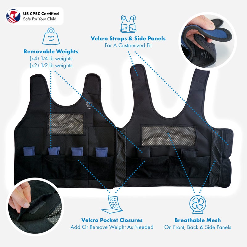 Harkla Weighted Vest for Kids - Neoprene Compression Vest - Ages 10 and Above - Adjustable Kids Weighted Vest with 2lb Weight - Breathable and Washable Compression Vest - Large - Image 4