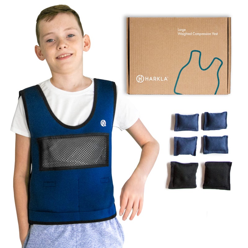 Harkla Weighted Vest for Kids - Neoprene Compression Vest - Ages 10 and Above - Adjustable Kids Weighted Vest with 2lb Weight - Breathable and Washable Compression Vest - Large - Image 1