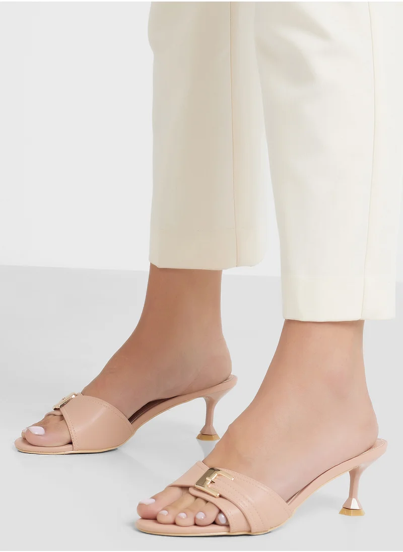 ELLA Buckle Detail Mule Heel Sandal