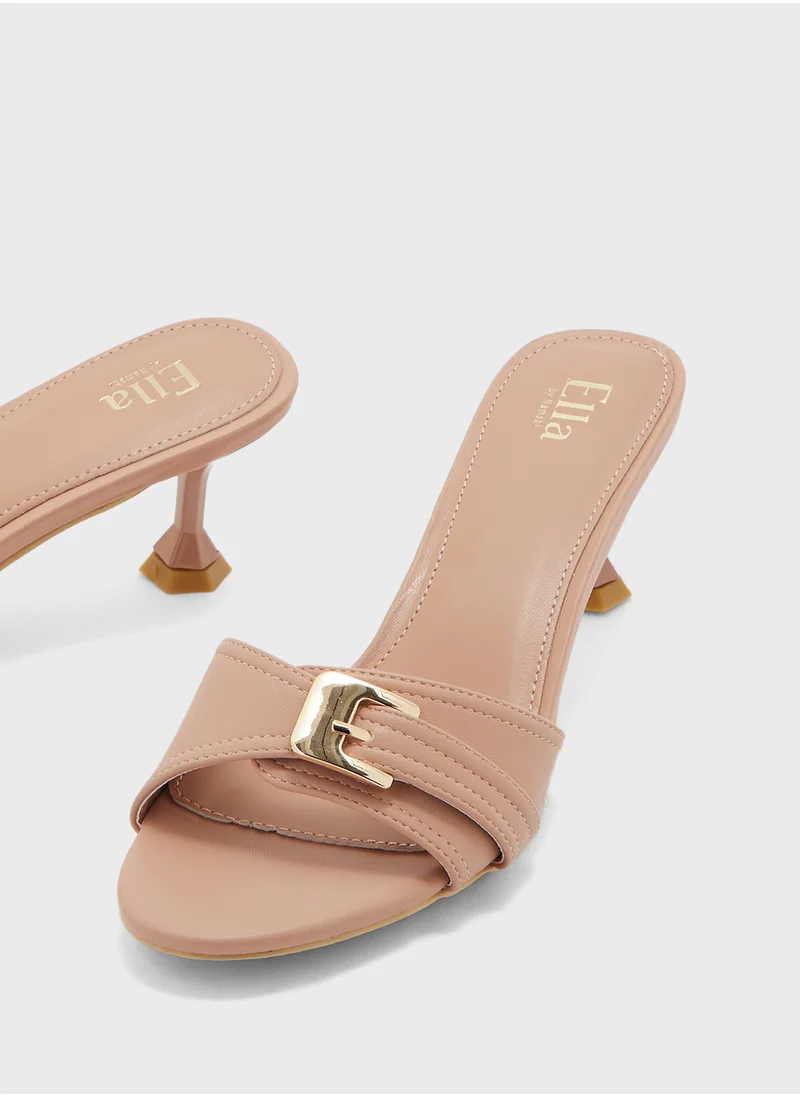 ELLA Buckle Detail Mule Heel Sandal