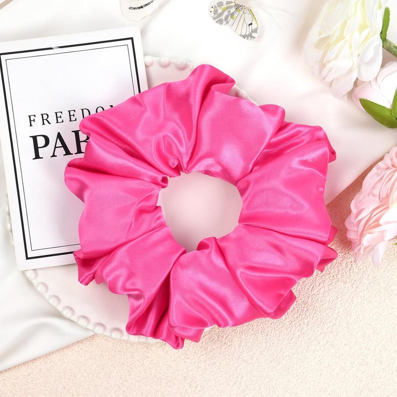 CEELGON Hot Pink Big Satin Scrunchie6.5 Inches Jumbo Scrunchies Silky Hair Ties Oversized Ponytail Holderfor Thick Curly Hair Extra Large Hair Accessories for Women (Hot Pink) - Image 5