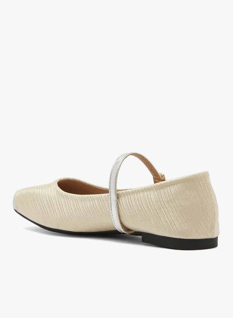 ELLA White Textured Detail Mary Janes for Women | Best Price UAE