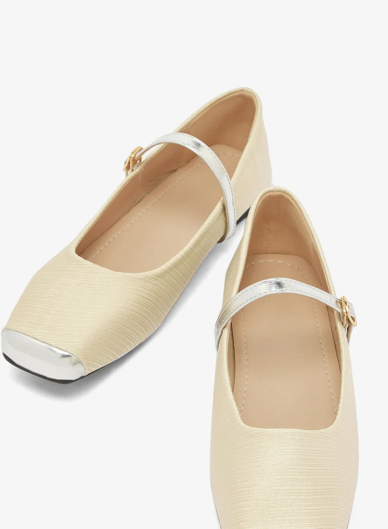 ELLA White Textured Detail Mary Janes for Women | Best Price UAE