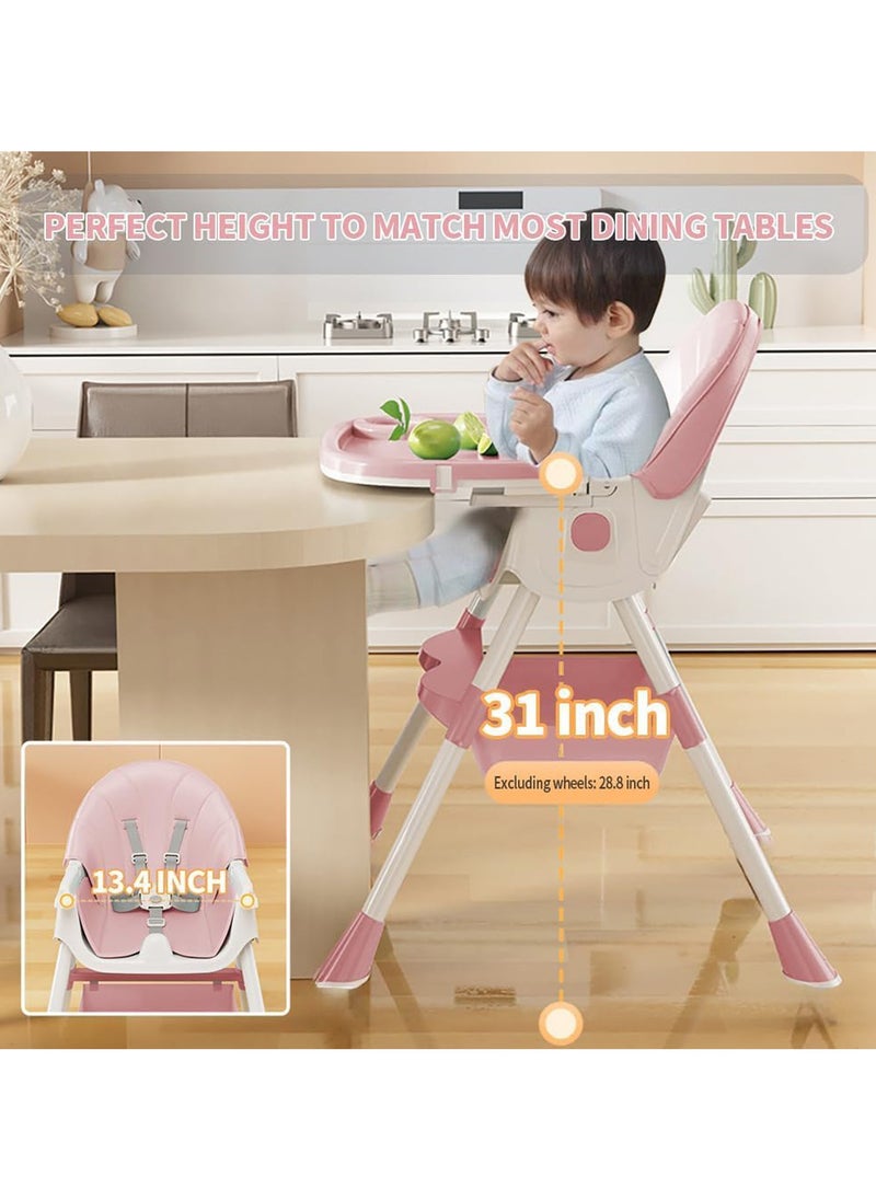 Apexll - High Chair for Babies and Toddlers, Foldable Baby High Chair with Adjustable Backrest, Double Removable Trays, Supports Up to 50KG, Easy to Clean - Image 1