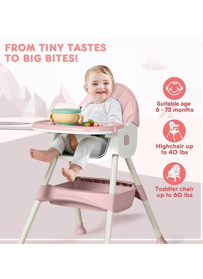 Apexll - High Chair for Babies and Toddlers, Foldable Baby High Chair with Adjustable Backrest, Double Removable Trays, Supports Up to 50KG, Easy to Clean - Image 1
