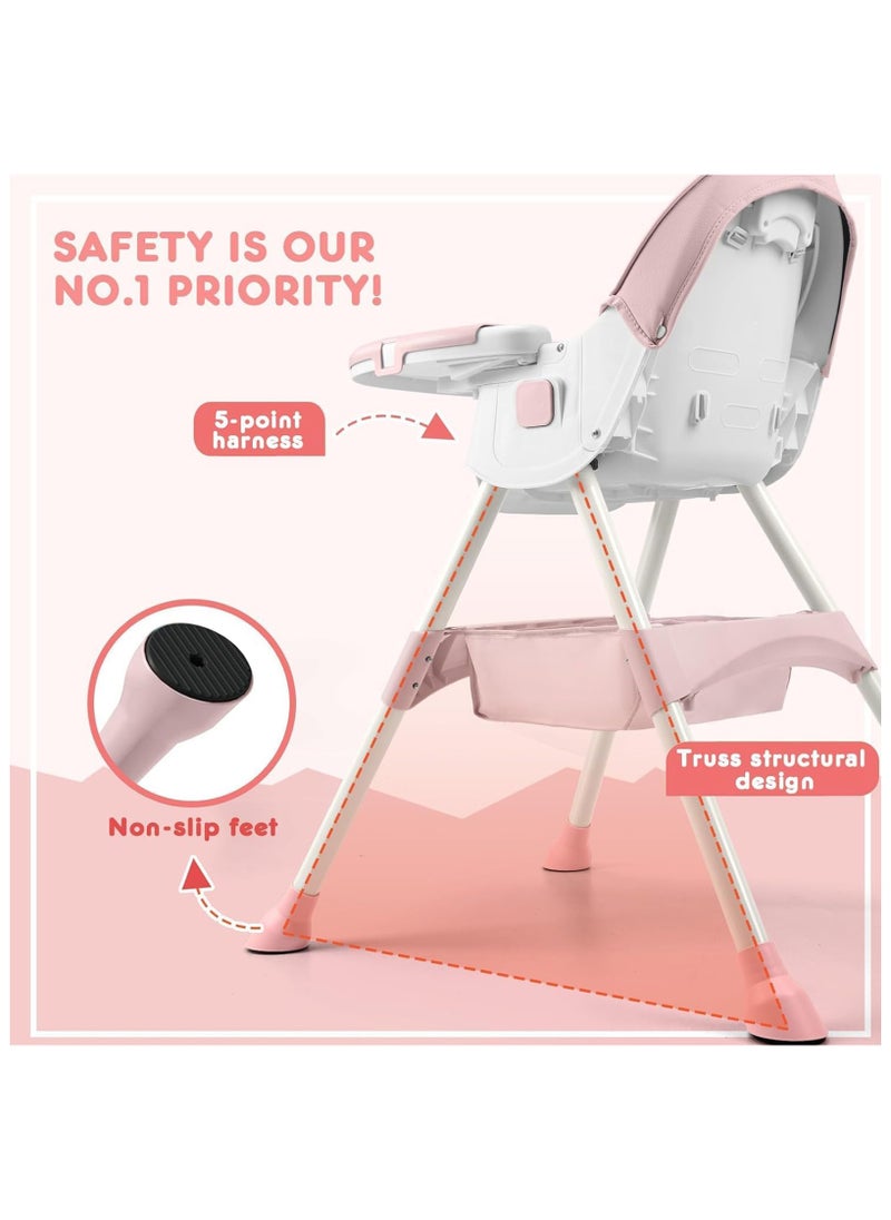 Apexll - High Chair for Babies and Toddlers, Foldable Baby High Chair with Adjustable Backrest, Double Removable Trays, Supports Up to 50KG, Easy to Clean - Image 1