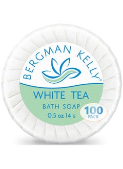BERGMAN KELLY BERGMAN KELLY - Hotel Soap Bars - White Tea, 0.5 oz, 100 PK - Travel Size Luxury Bulk Amenities Bar Soap, Mini Individually Wrapped Round Soap - Small Toiletries for Airbnb, Motel, Guest Bathroom  - Image 1