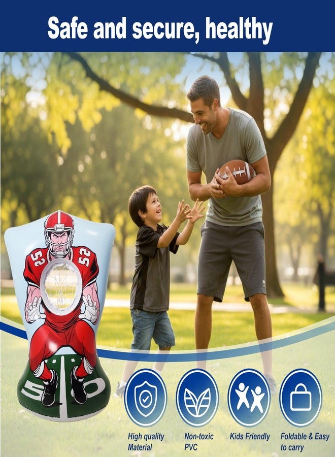 BCWATERFUNPD Inflatable Football Training Toss Game Inflatable Football Pitching Target for Kids, Double-Sided Outdoor & Indoor, Includes 2 Footballs, Pump & Patch Kit Football Games Gifts for 36 Months+ - Image 4