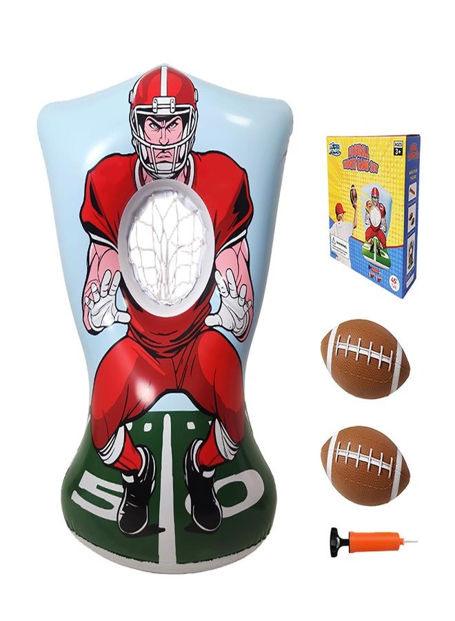 BCWATERFUNPD Inflatable Football Training Toss Game Inflatable Football Pitching Target for Kids, Double-Sided Outdoor & Indoor, Includes 2 Footballs, Pump & Patch Kit Football Games Gifts for 36 Months+ - Image 1
