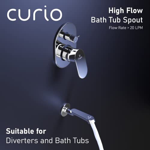 Pixaflo Curio Brass Bath Tub Spout with Wall Flange and Coin Slot Aerator | High Flow (Chrome | Pack of 2) - Image 2