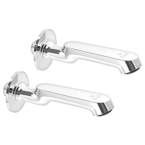 Pixaflo Curio Brass Bath Tub Spout with Wall Flange and Coin Slot Aerator | High Flow (Chrome | Pack of 2) - Image 1