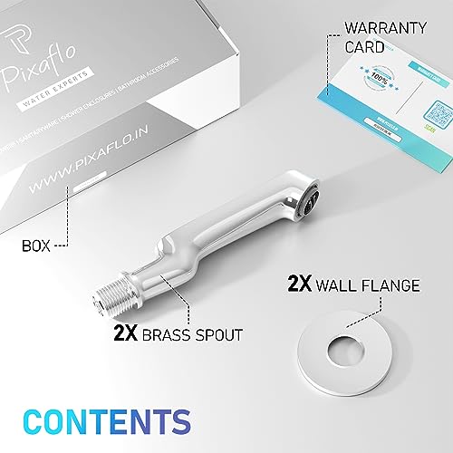 Pixaflo Curio Brass Bath Tub Spout with Wall Flange and Coin Slot Aerator | High Flow (Chrome | Pack of 2) - Image 5