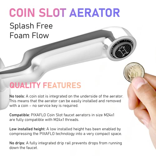 Pixaflo Curio Brass Bath Tub Spout with Wall Flange and Coin Slot Aerator | High Flow (Chrome | Pack of 2) - Image 4