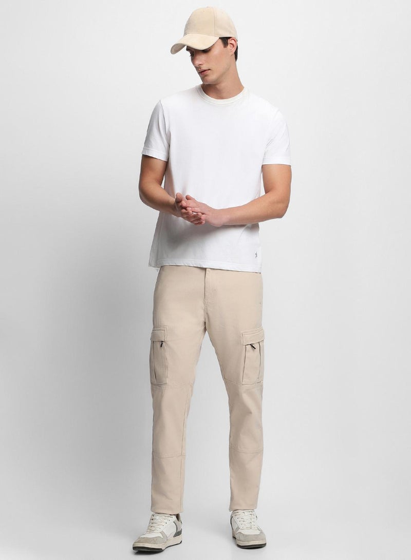 Dennis Lingo Cream Slim Fit Cargo Pants for Men - Cotton Lycra, Full Length, Mid Rise, Casual  - Image 1