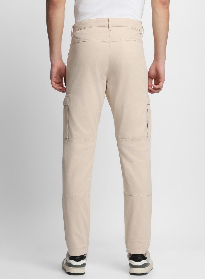 Dennis Lingo Cream Slim Fit Cargo Pants for Men - Cotton Lycra, Full Length, Mid Rise, Casual  - Image 3