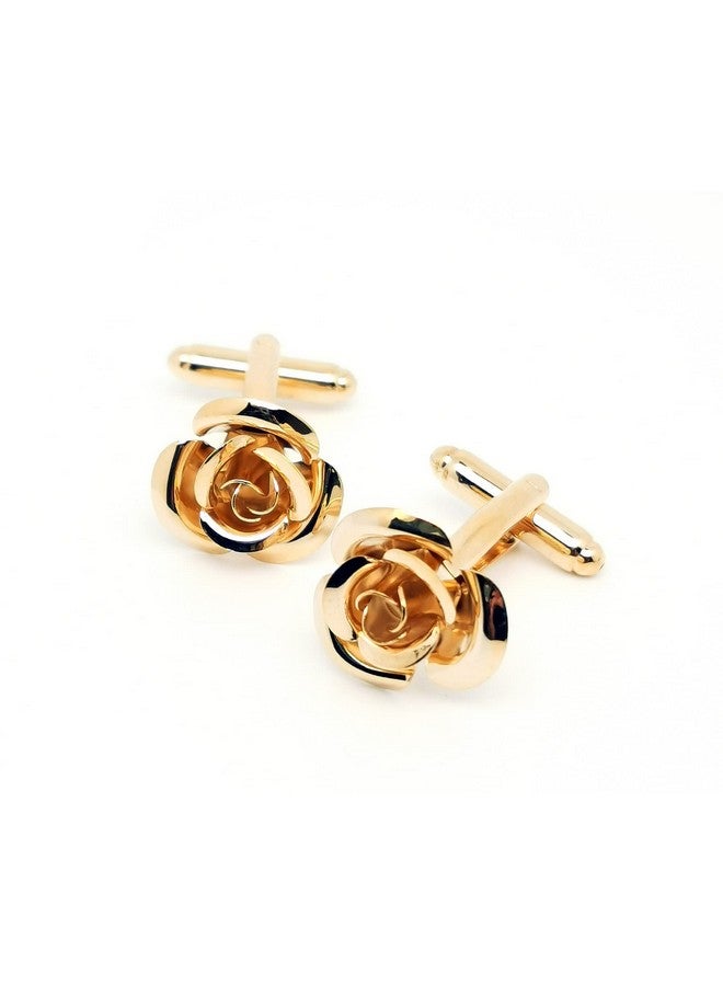 Jonwo Rose Gold Flower Shape French Shirt Jewelry Cufflinks Stainless Tuxedo Cuff Links Buttons With Gift Box For Business Wedding - Image 1
