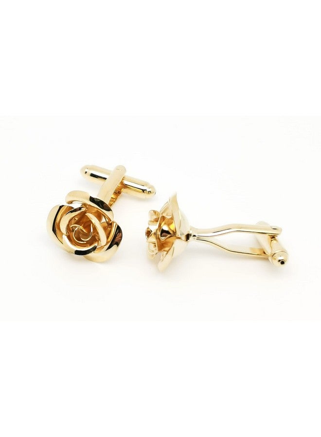 Jonwo Rose Gold Flower Shape French Shirt Jewelry Cufflinks Stainless Tuxedo Cuff Links Buttons With Gift Box For Business Wedding - Image 3