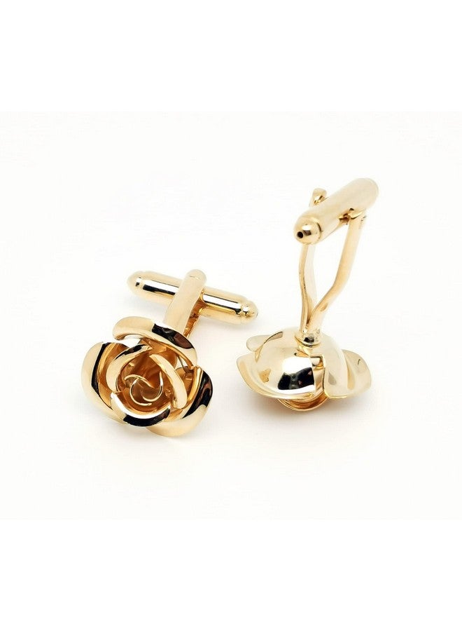 Jonwo Rose Gold Flower Shape French Shirt Jewelry Cufflinks Stainless Tuxedo Cuff Links Buttons With Gift Box For Business Wedding - Image 4
