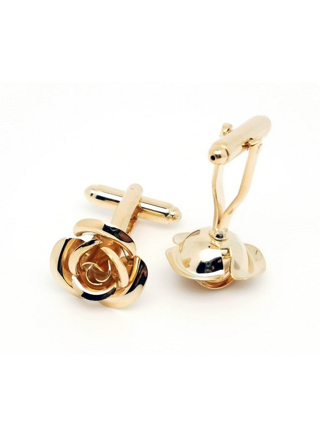 Jonwo Rose Gold Flower Shape French Shirt Jewelry Cufflinks Stainless Tuxedo Cuff Links Buttons With Gift Box For Business Wedding - Image 5