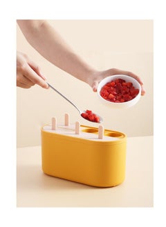 Y&D Kids Silicone Popsicle Molds Ice Pop Maker BPA Free Set of 6 Food Grade Cream DIY Toddler Oval Sticks Moulds Dishwasher Safe (Yellow)  - Image 2