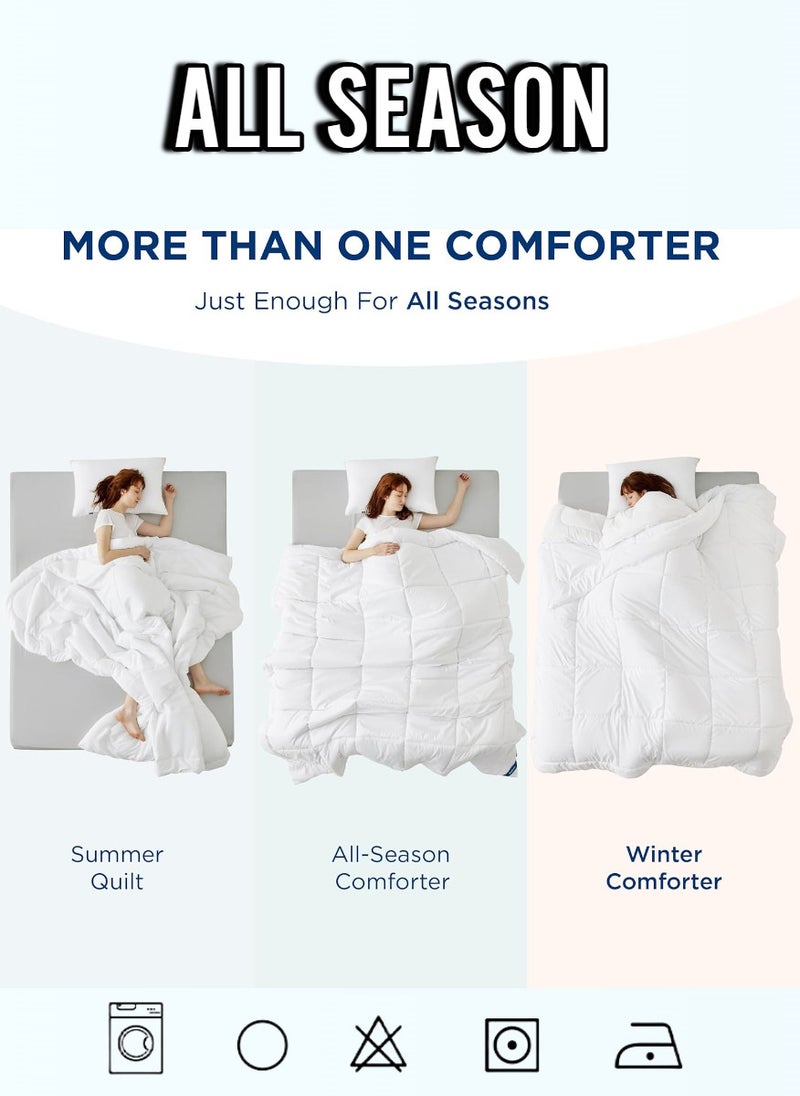 Blueberry - Luxury King Size Plain Duvet Cover Quilted Cotton White 200x220cm - Image 1