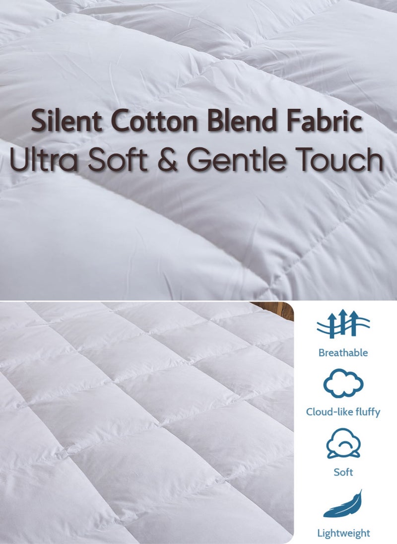 Blueberry - Luxury King Size Plain Duvet Cover Quilted Cotton White 200x220cm - Image 1