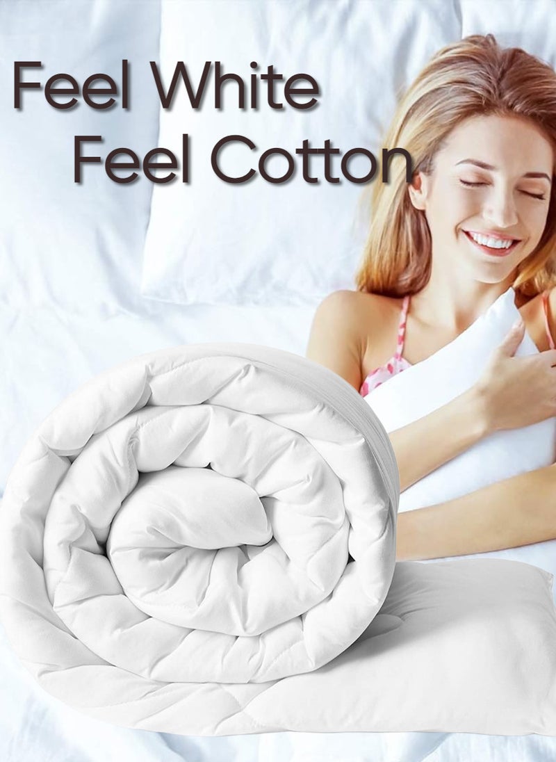 Blueberry - Luxury King Size Plain Duvet Cover Quilted Cotton White 200x220cm - Image 1