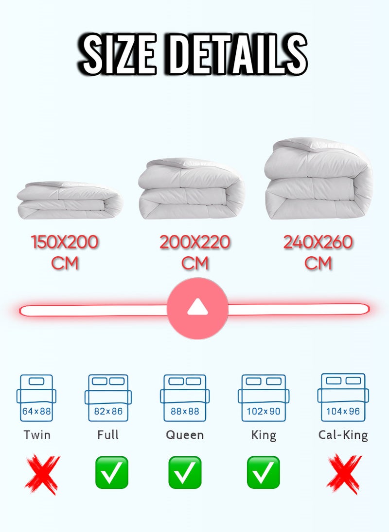 Blueberry - Luxury King Size Plain Duvet Cover Quilted Cotton White 200x220cm - Image 1