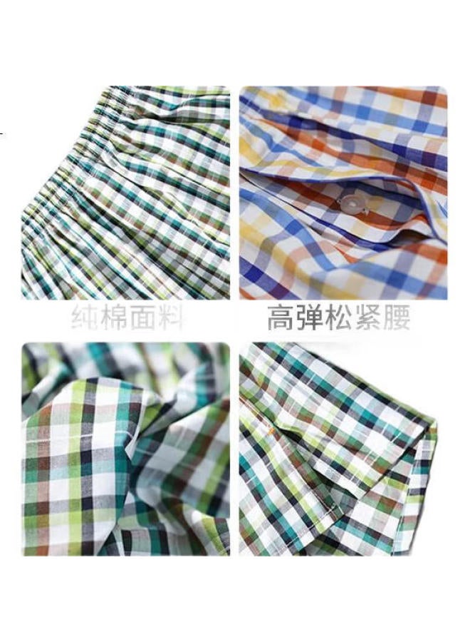 Liberal Men'S Cotton Lounge Shorts For Summer, Beach Shorts, Loose-Fit Casual Plaid Wide-Leg Shorts - Image 1