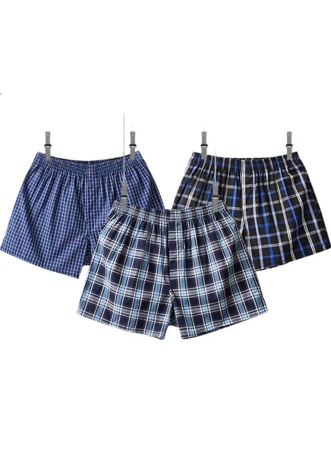 Liberal Men'S Cotton Lounge Shorts For Summer, Beach Shorts, Loose-Fit Casual Plaid Wide-Leg Shorts - Image 3