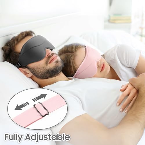 MOEASEii قناع النوم MOEASEii - قناع نوم ثلاثي الأبعاد مع حجب كامل للضوء، خفيف الوزن للغاية وناعم كالحرير، مناسب للنوم، المكتب، السفر، التأمل، اليوغا، وردي - Image 5