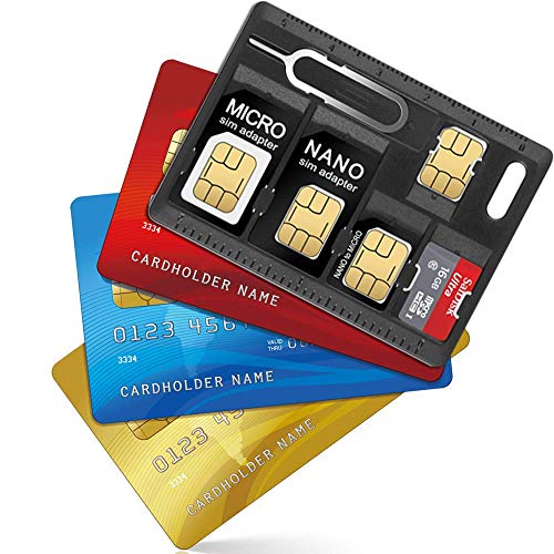 CKANDAY 2 Packs SIM Card Holders with Tray Opener Pins, Card Storage Tool Set for Standard Micro Nano Micro-SD Memory Cards, with 3 Card Adapters and 1 Eject Pins - Black - Image 3
