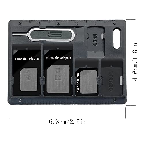CKANDAY 2 Packs SIM Card Holders with Tray Opener Pins, Card Storage Tool Set for Standard Micro Nano Micro-SD Memory Cards, with 3 Card Adapters and 1 Eject Pins - Black - Image 2