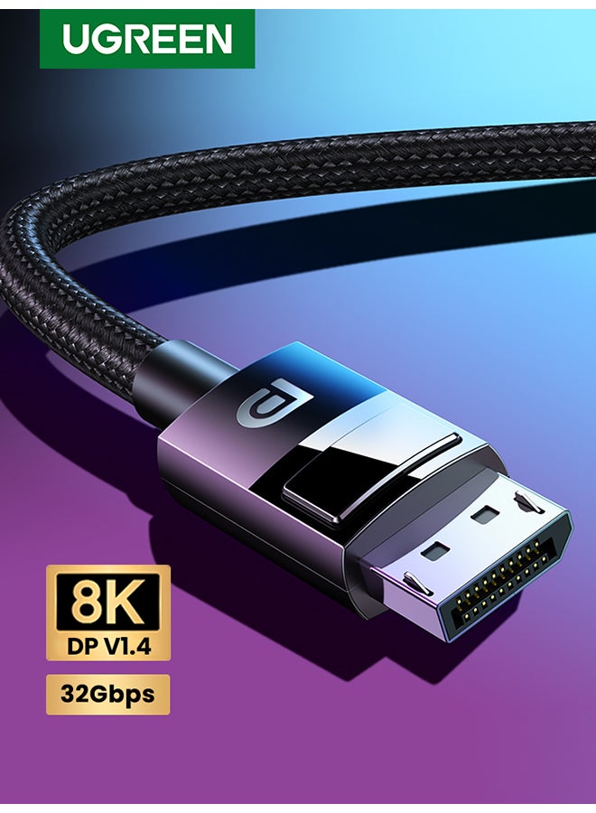 8K DisplayPort Cable Ultra HD DisplayPort 1.4 Male to Male Nylon Braided Cable SPCC Shell, Support 7680x4320 Resolution 8K@60Hz, 4K@144Hz, 2K@165Hz HDP HDCP for Gaming Monitor, HDTV-3M Black