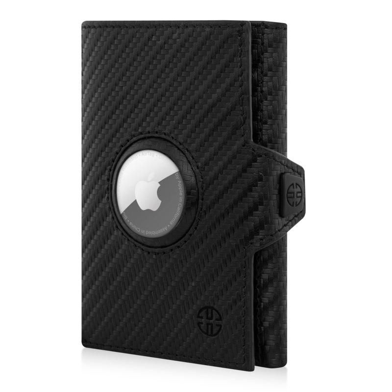 TRUSADOR Unisex Toscana AirTag Holder Leather Wallets AirTag Holder Carbon - Image 2