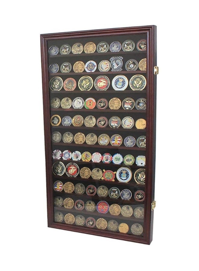 DisplayGifts Military Challenge Coin Display Case Poker Chips Holder Wall Cabinet Showcase Rack Stand Mahogany Finish - Image 2
