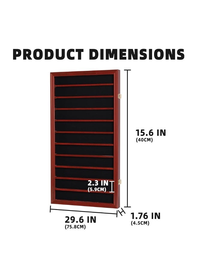 DisplayGifts Military Challenge Coin Display Case Poker Chips Holder Wall Cabinet Showcase Rack Stand Mahogany Finish - Image 5
