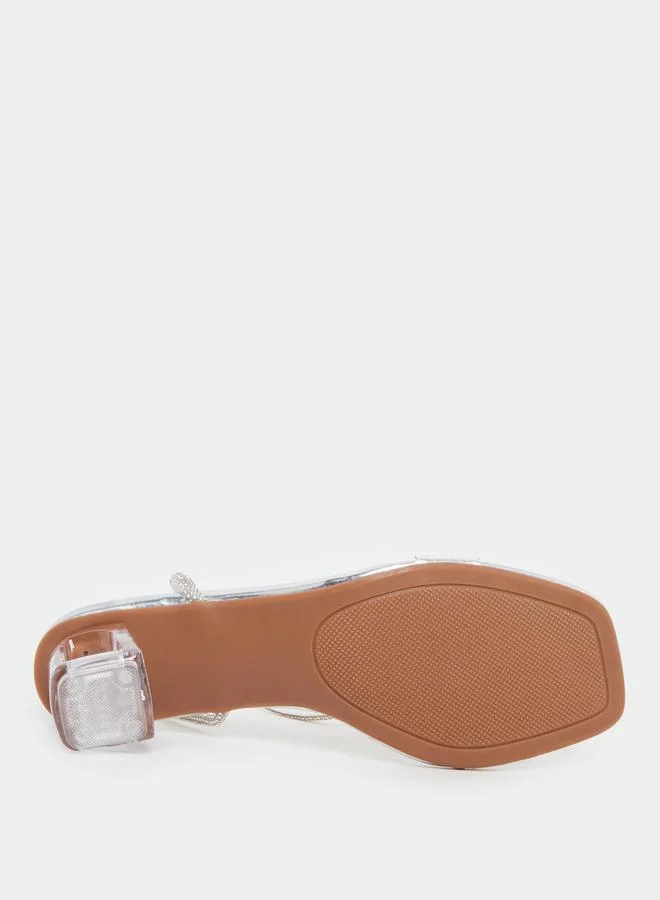 Take Two Take Two Transparent Strap Embellished Bow Block Heel Sandals