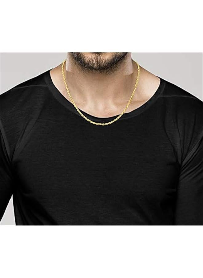 Arabest Italian Solid 18K Gold Over 925 Sterling Silver 2mm, 3mm Diamond-Cut Braided Rope Chain Necklace for Men Women, Made in Italy - Image 3