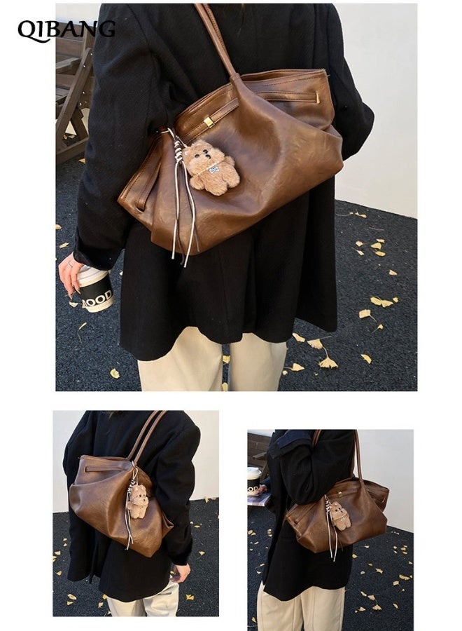 QIBANG Women's 2026 Top Handle Bag PU Leather Hobo Purse with Metal Accent Large Capacity Shoulder Bag Purse for Work Office Travel All-season - Image 2