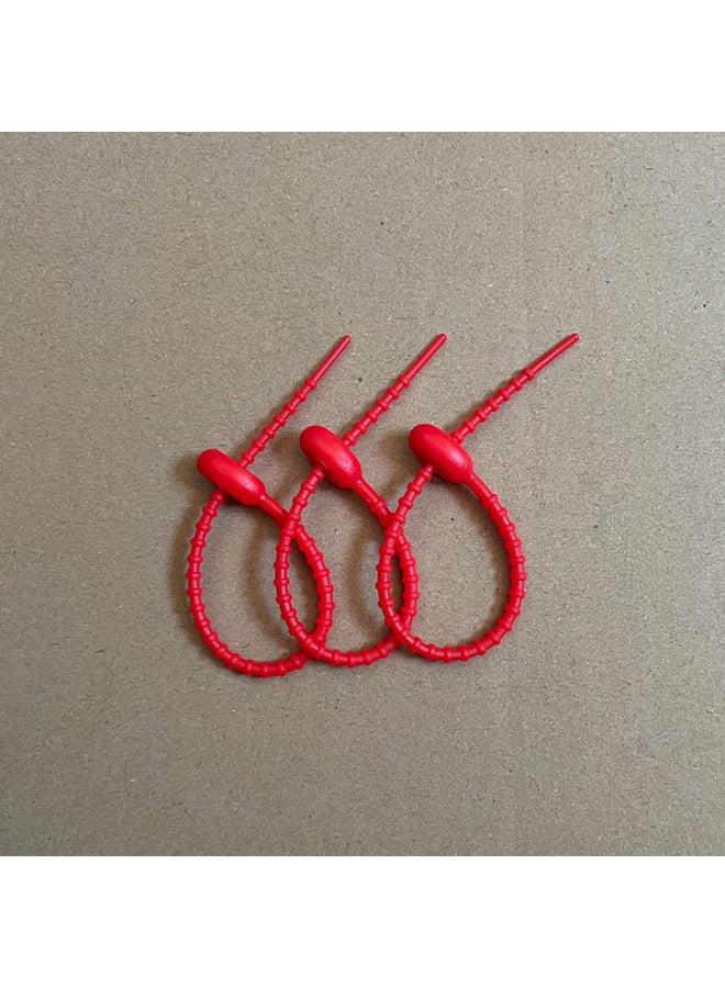 Loquat Simple Tadpole Silicone Cable Tie With Loose Buckle Wire Bundle DIY Handmade Doll Luggage Accessories Lanyard-Color:Red 120mm - Image 1