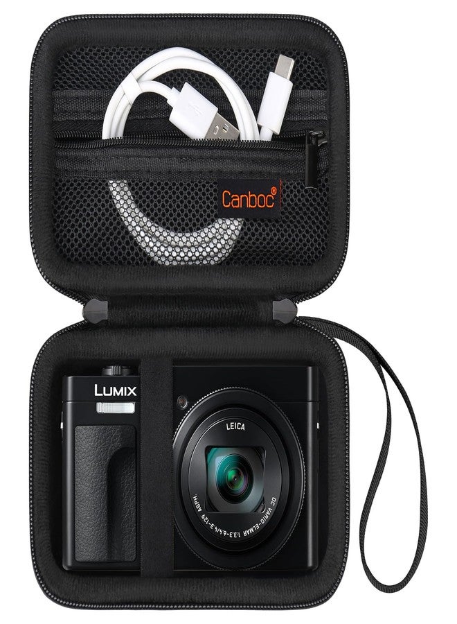Canboc Carrying Case for Panasonic LUMIX DC-TZ99/ LX10/ ZS80/ ZS100/ ZS70/ ZS200/ ZS60 4K Digital Camera, Point and Shoot Camera Bag, Zipper Mesh Pocket fits USB Cable, Batteries, Black - Image 1