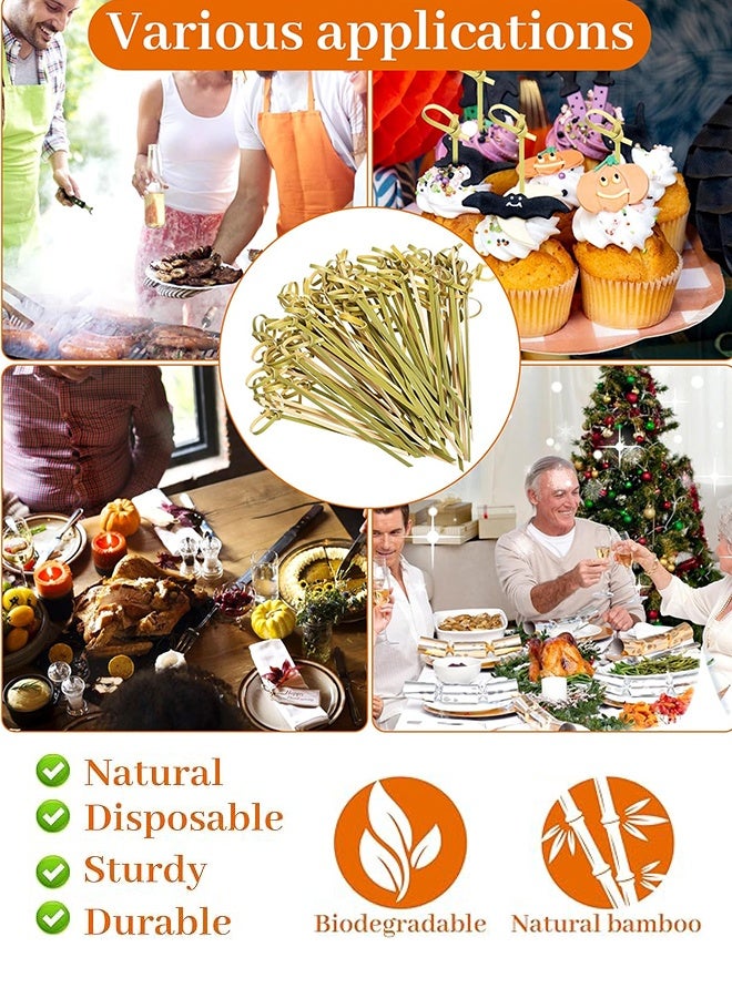 KANGLI 100 PCS Beverage Picks, Natural Bamboo Knot Skewers, 12.8 CM/5in Long Fruit Food Toothpicks, Disposable Food Sticks for Drinks,Fruit,Appetizers,Charcuterie,Beverage Garnish Accessories, Party Supplies - Image 5