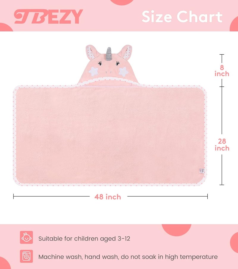 TBEZY Hooded Towel for Kids 100% Cotton Ultra Soft with Unique Animal Design Large for Infants 3-10 Years (Unicorn) - Image 1