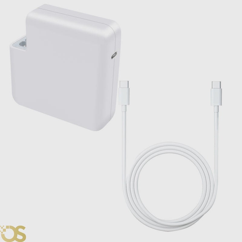 OS Laptop charger compatible with Apple MacBook with a power of 87 W with Type-C suitable for compatible devices with the same standard specifications, includes the adapter and (PLUG) AND CABLE TYPE-C TO TYPE-C (2M), safe, fast, and stable charging, with a 1-month warranty from OS STORE. - Image 1