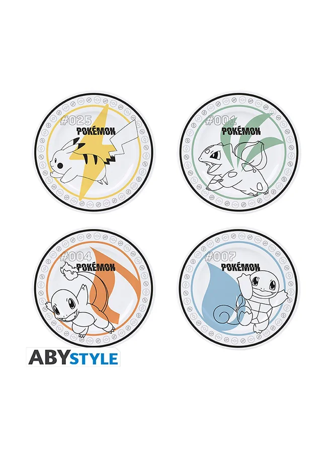 ABYstyle POKEMON - Set of 4 Plates - Starters + Pikachu