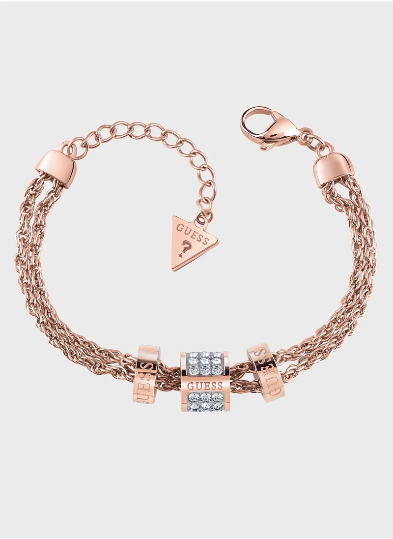 GUESS 3 Logo Crystal Beads Bracelet