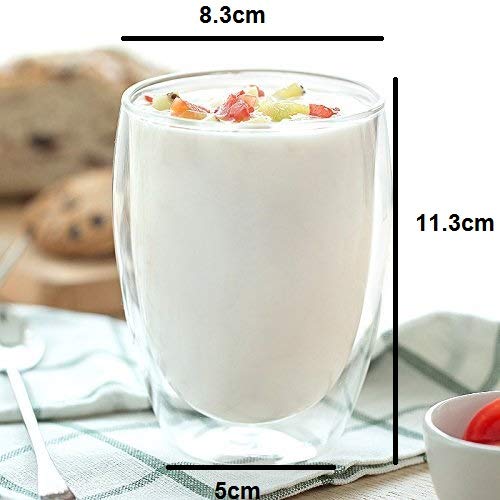 Baskety Double Wall Glass Cup 350ML, Handmade,11.8OZ, Hot & Cold Drinks (Pack of 2) - Image 4