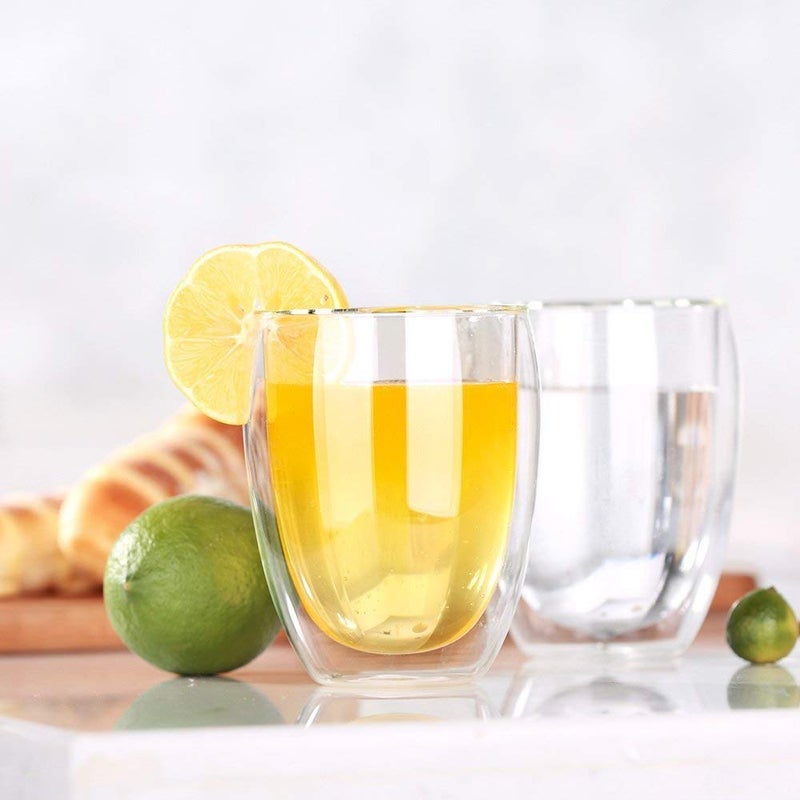 Baskety Double Wall Glass Cup 350ML, Handmade,11.8OZ, Hot & Cold Drinks (Pack of 2) - Image 2